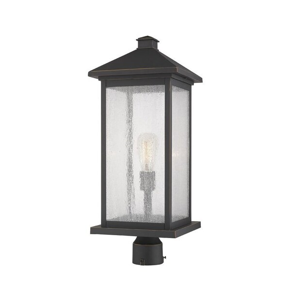 Portland 1 Light Outdoor Post Mount Fixture, Oil Rubbed Bronze And Clear Seedy